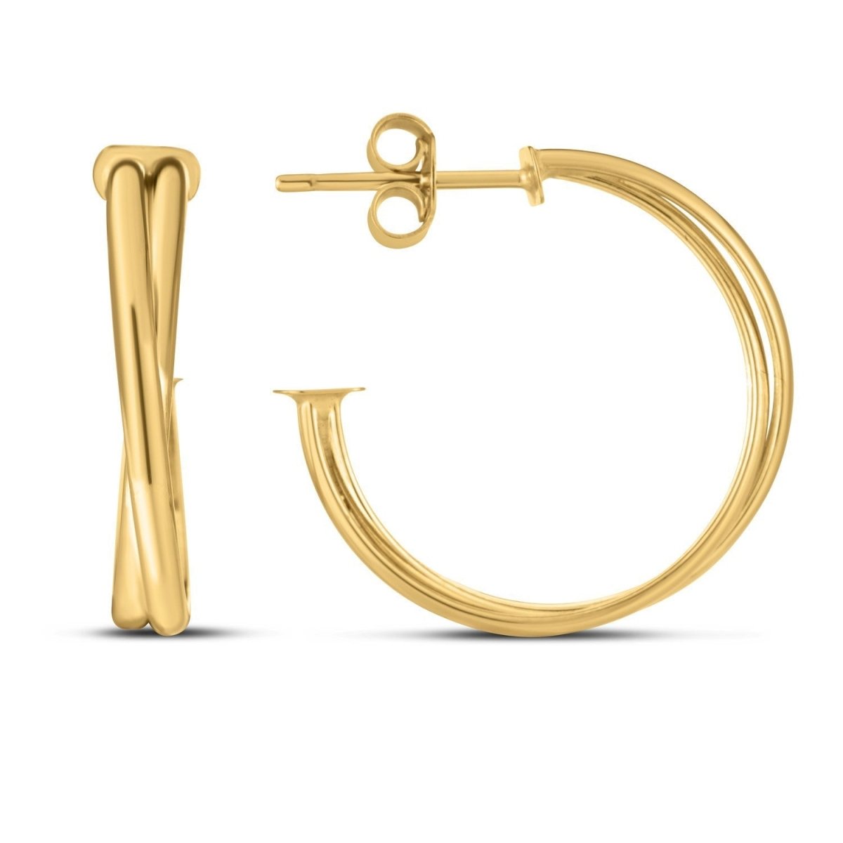 14k Yellow Gold Large Crossover Hoops - Earrings - Custom Crafting Alliance, LLC