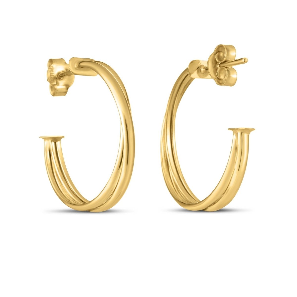 14k Yellow Gold Large Crossover Hoops - Earrings - Custom Crafting Alliance, LLC
