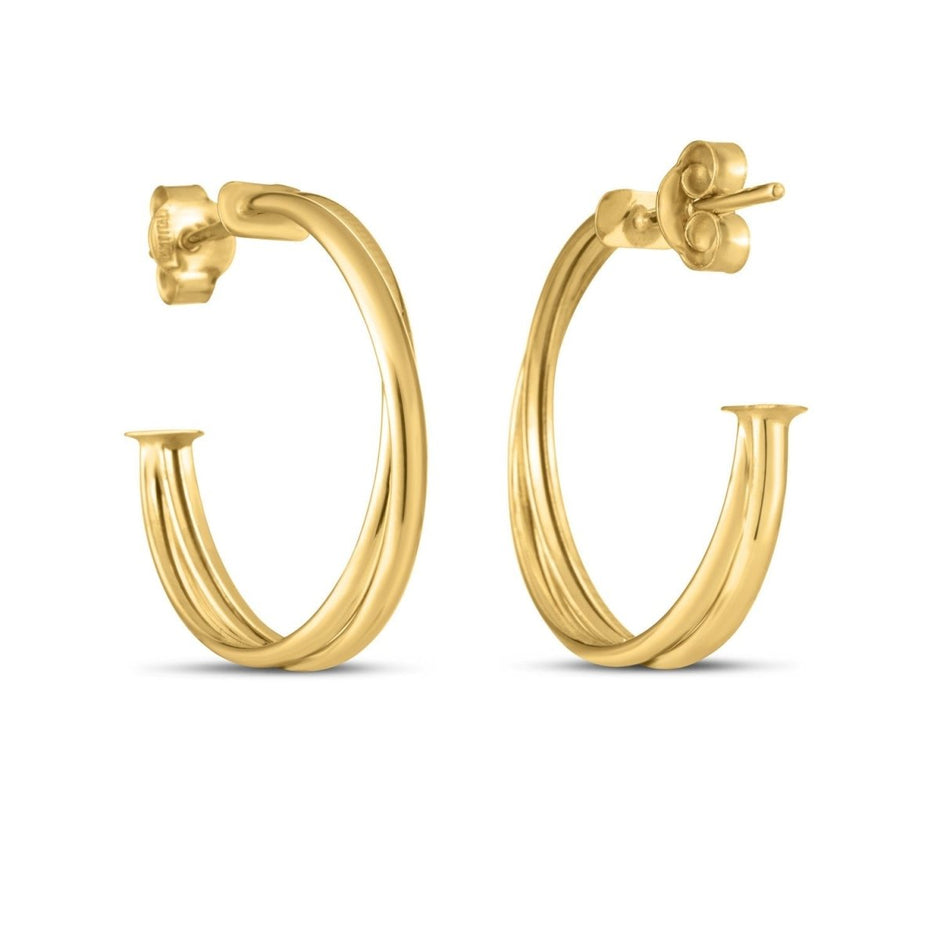 14k Yellow Gold Large Crossover Hoops - Earrings - Custom Crafting Alliance, LLC
