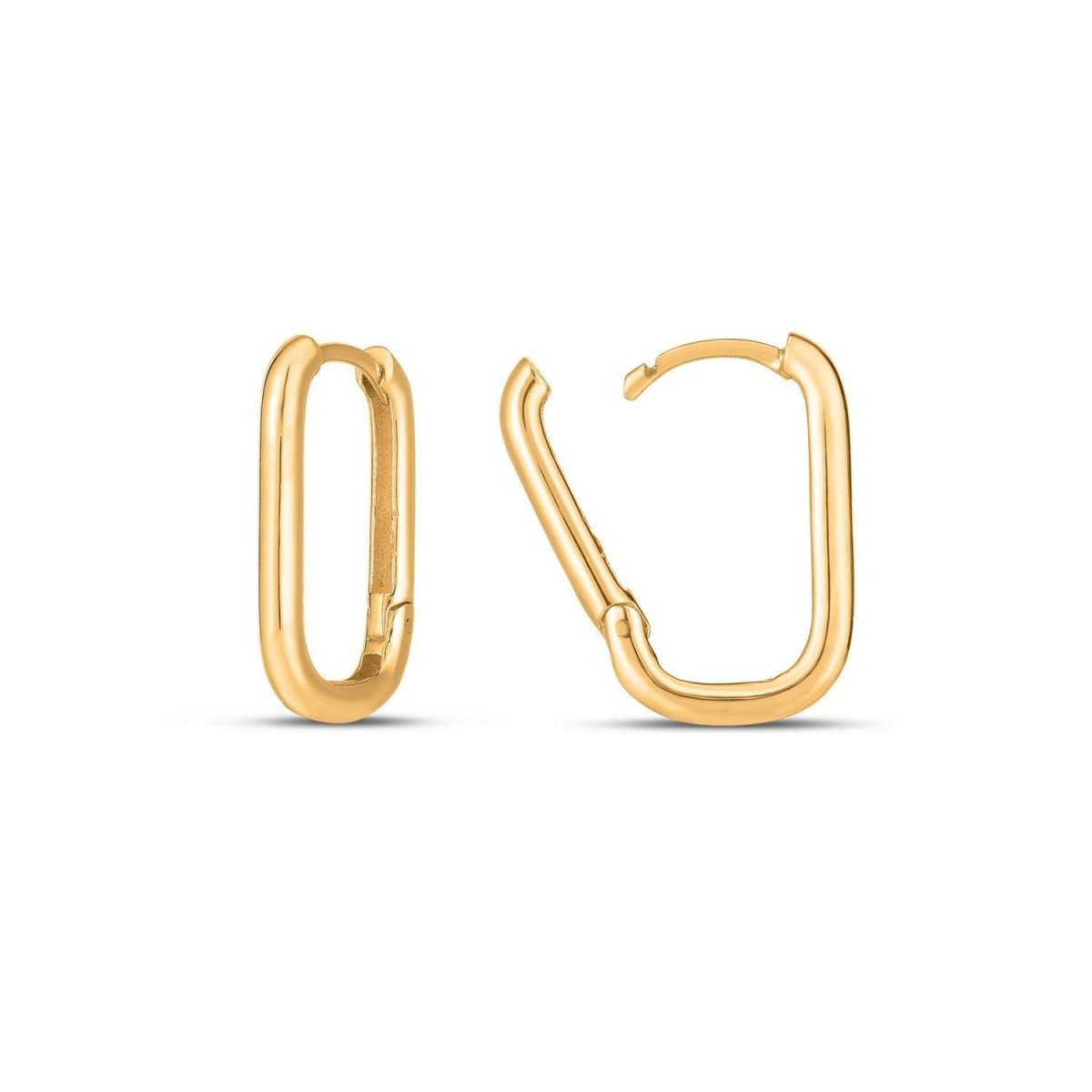 14k Yellow Gold Large Paperclip Huggies - Earrings - Custom Crafting Alliance, LLC