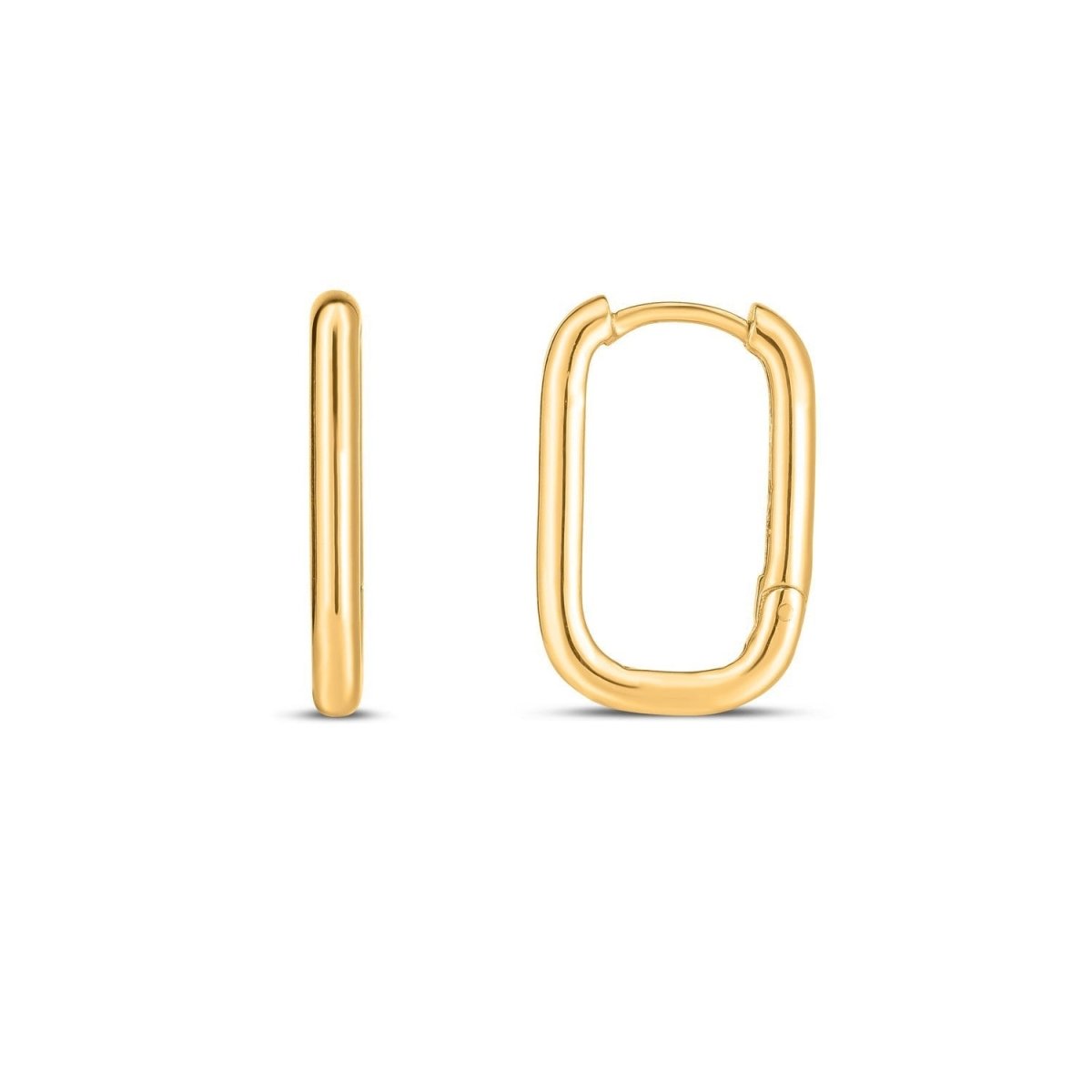 14k Yellow Gold Large Paperclip Huggies - Earrings - Custom Crafting Alliance, LLC
