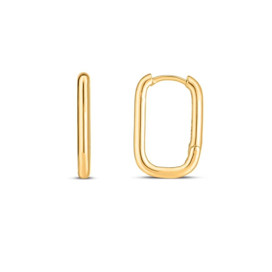 14k Yellow Gold Large Paperclip Huggies - Earrings - Custom Crafting Alliance, LLC