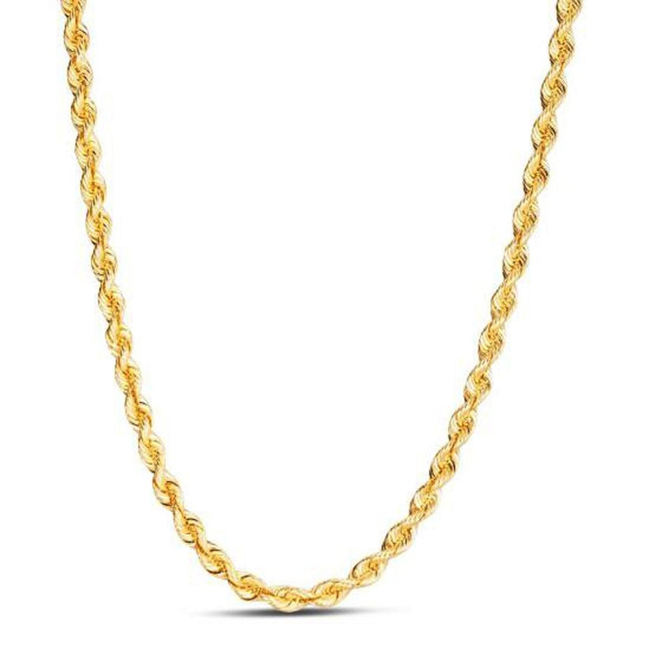 14k Yellow Gold Light Rope Chain (4.30 mm) - Necklaces - Custom Crafting Alliance, LLC