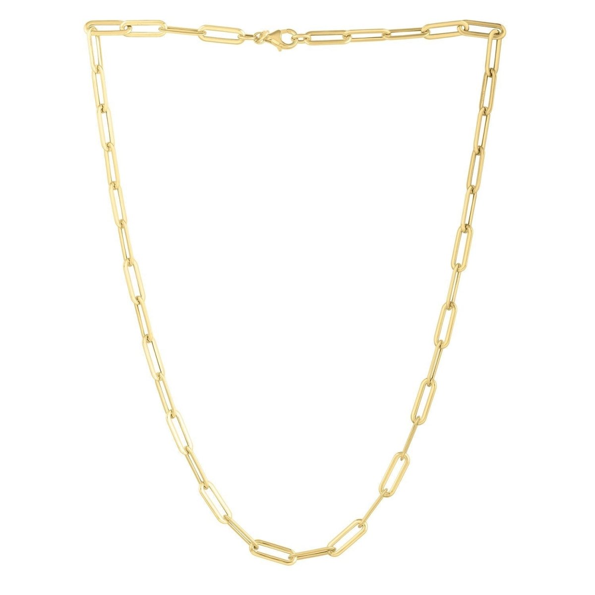 14k Yellow Gold Long Domed Paperclip Chain Necklace (4.80 mm) - Necklaces - Custom Crafting Alliance, LLC