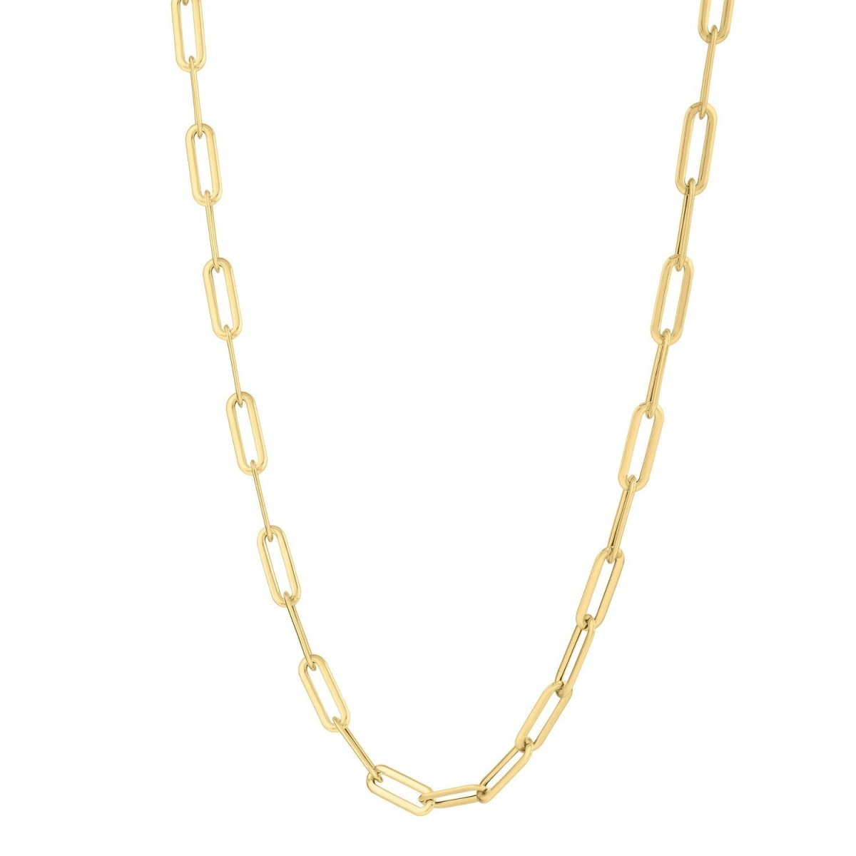 14k Yellow Gold Long Domed Paperclip Chain Necklace (4.80 mm) - Necklaces - Custom Crafting Alliance, LLC