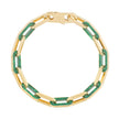 14k Yellow Gold Malachite Paperclip Gem Link Bracelet (7.00 mm) - Bracelets - Custom Crafting Alliance, LLC
