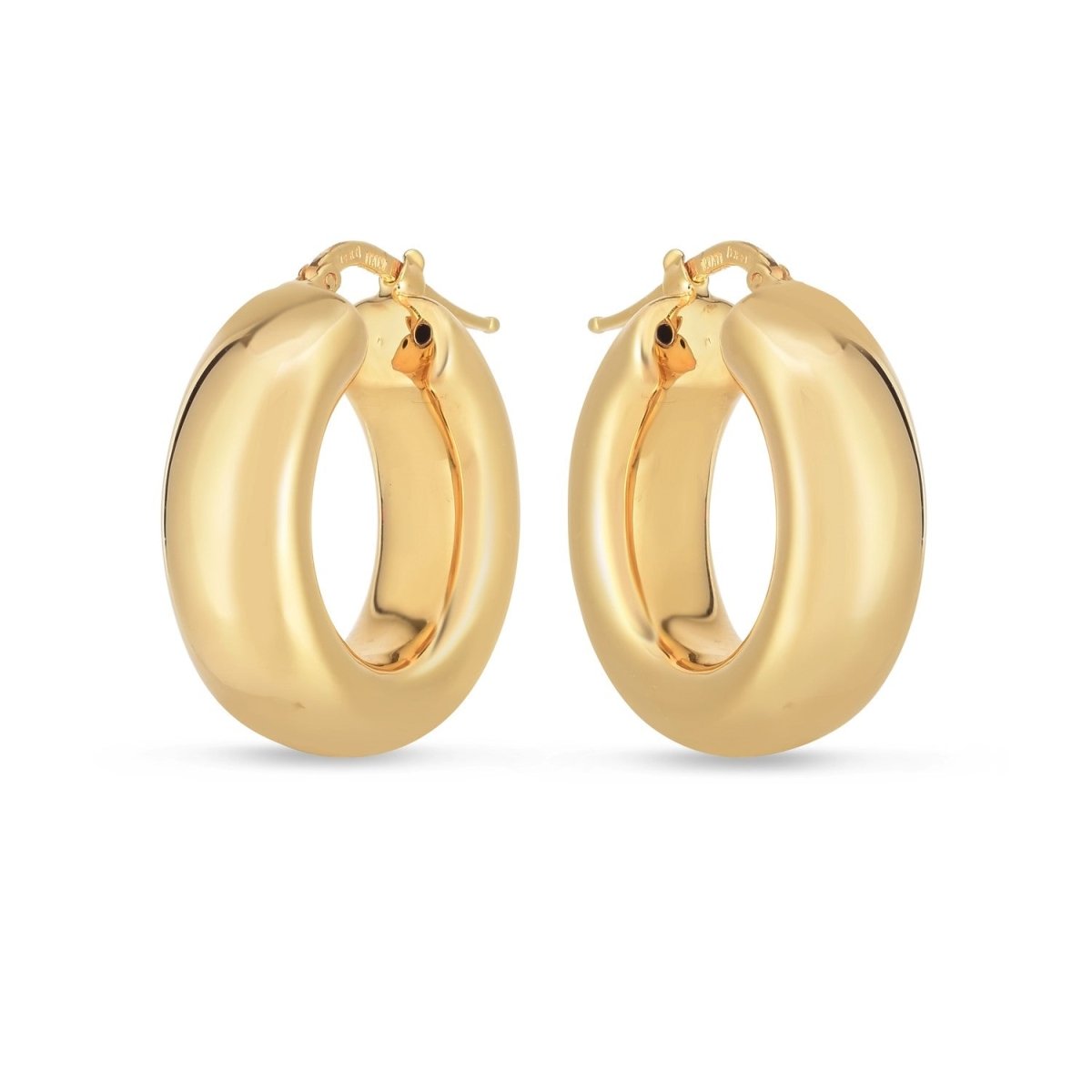 14k Yellow Gold Medium Puffy Hoops - Earrings - Custom Crafting Alliance, LLC