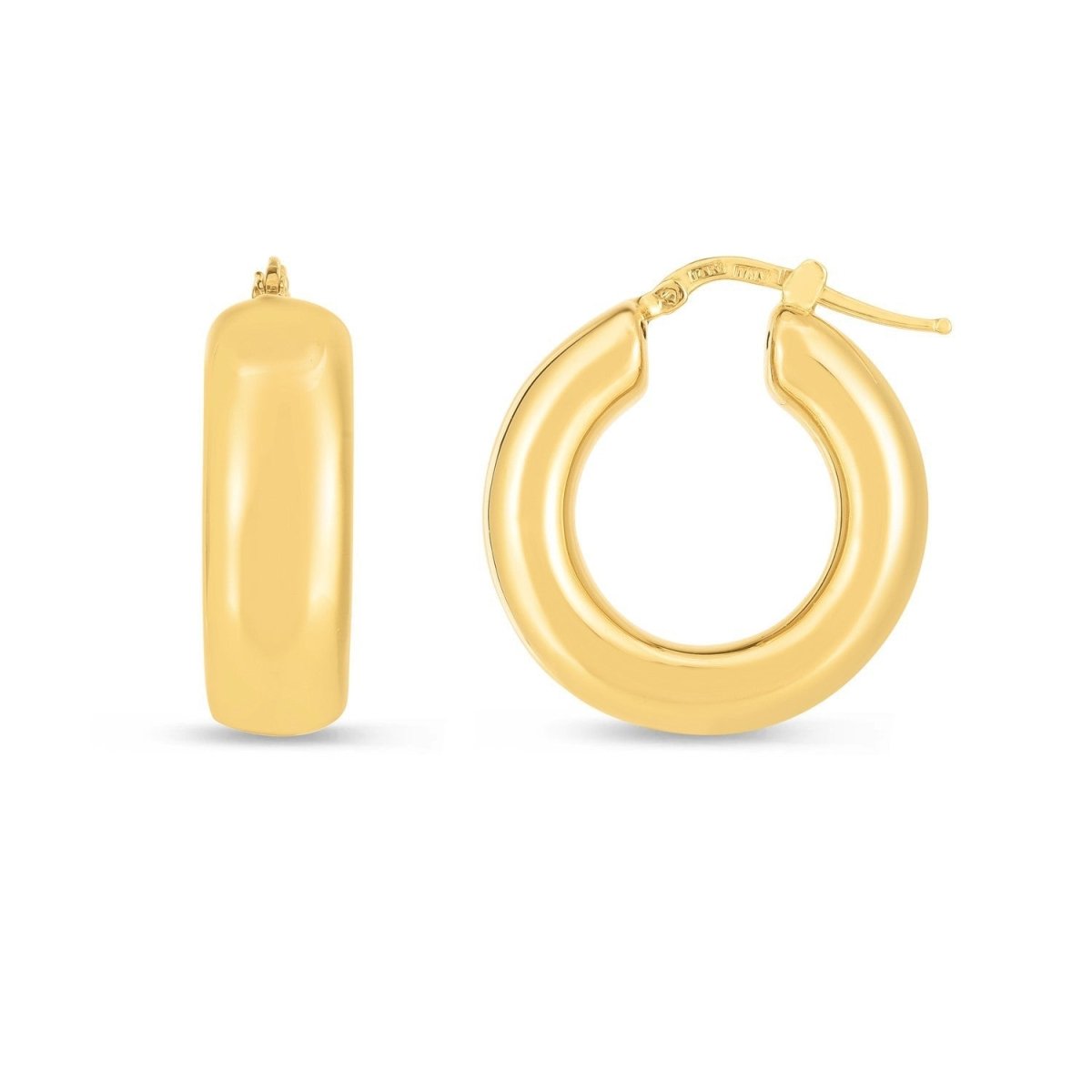 14k Yellow Gold Medium Puffy Hoops - Earrings - Custom Crafting Alliance, LLC
