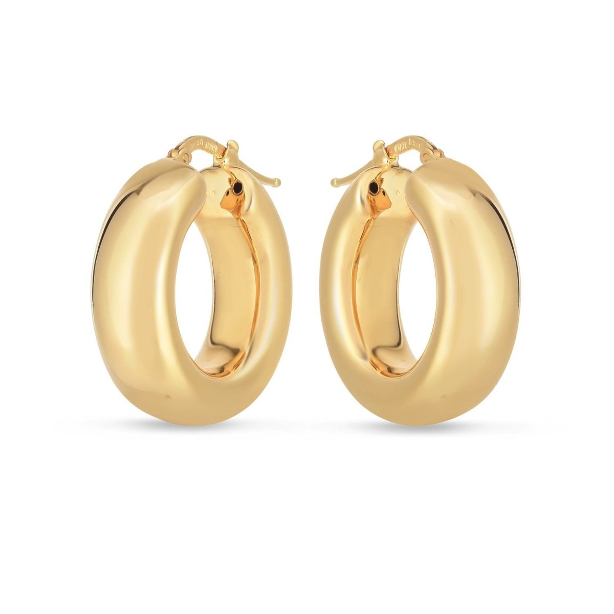 14k Yellow Gold Medium Puffy Hoops - Earrings - Custom Crafting Alliance, LLC
