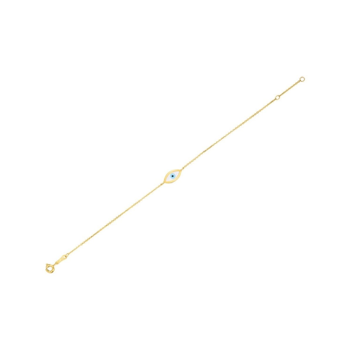 14k Yellow Gold MOP Evil Eye Bracelet (1.00 mm) - Bracelets - Custom Crafting Alliance, LLC