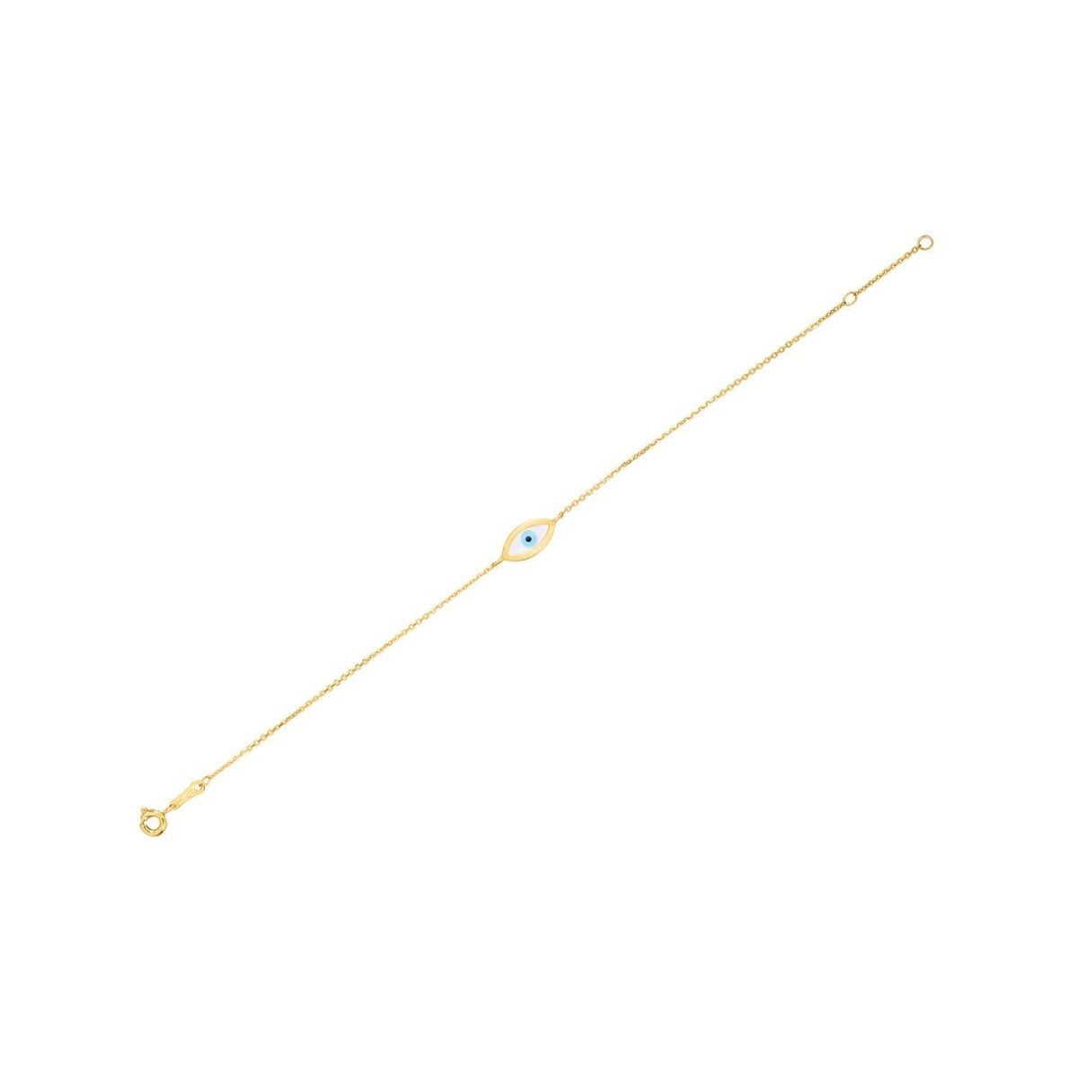14k Yellow Gold MOP Evil Eye Bracelet (1.00 mm) - Bracelets - Custom Crafting Alliance, LLC