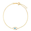 14k Yellow Gold MOP Evil Eye Bracelet (1.00 mm) - Bracelets - Custom Crafting Alliance, LLC
