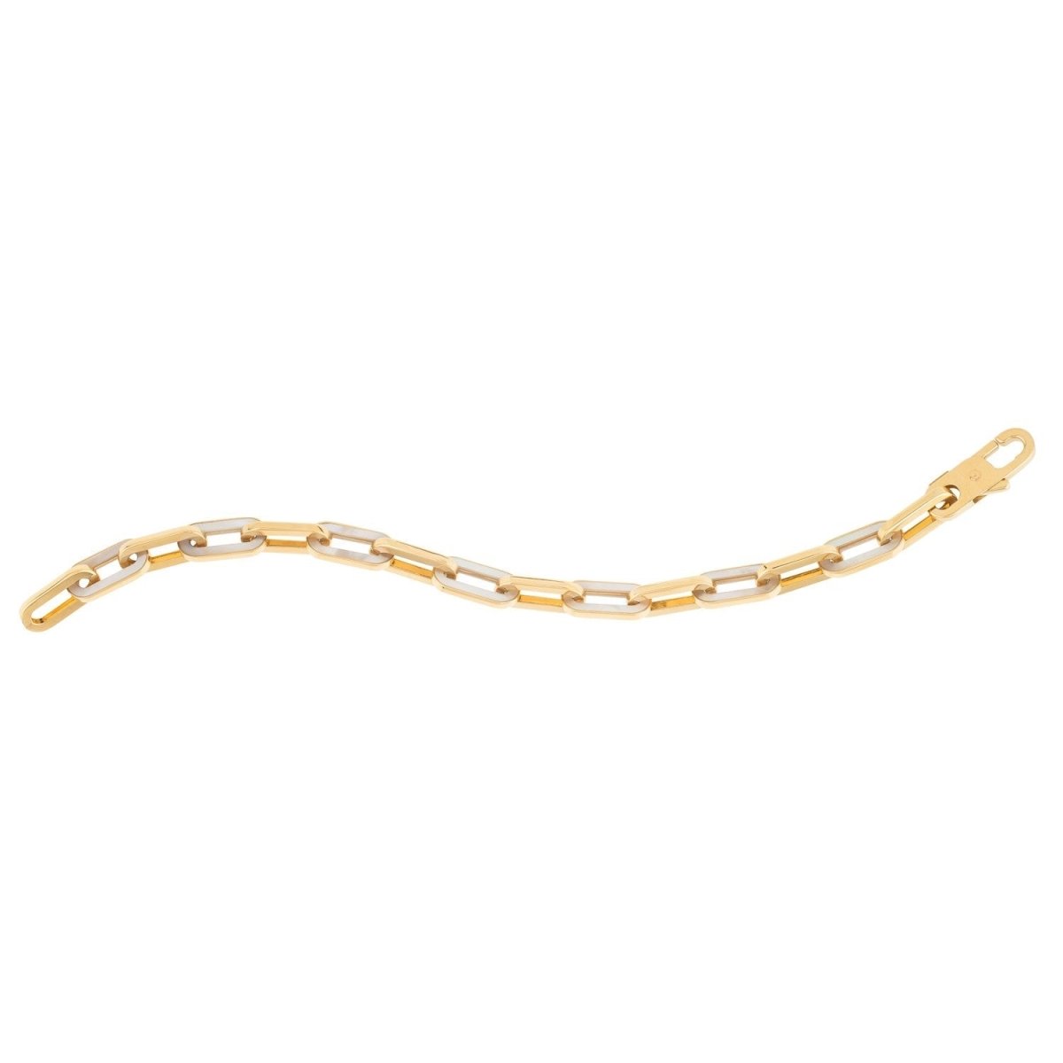 14k Yellow Gold MOP Paperclip Gem Link Bracelet (7.00 mm) - Bracelets - Custom Crafting Alliance, LLC
