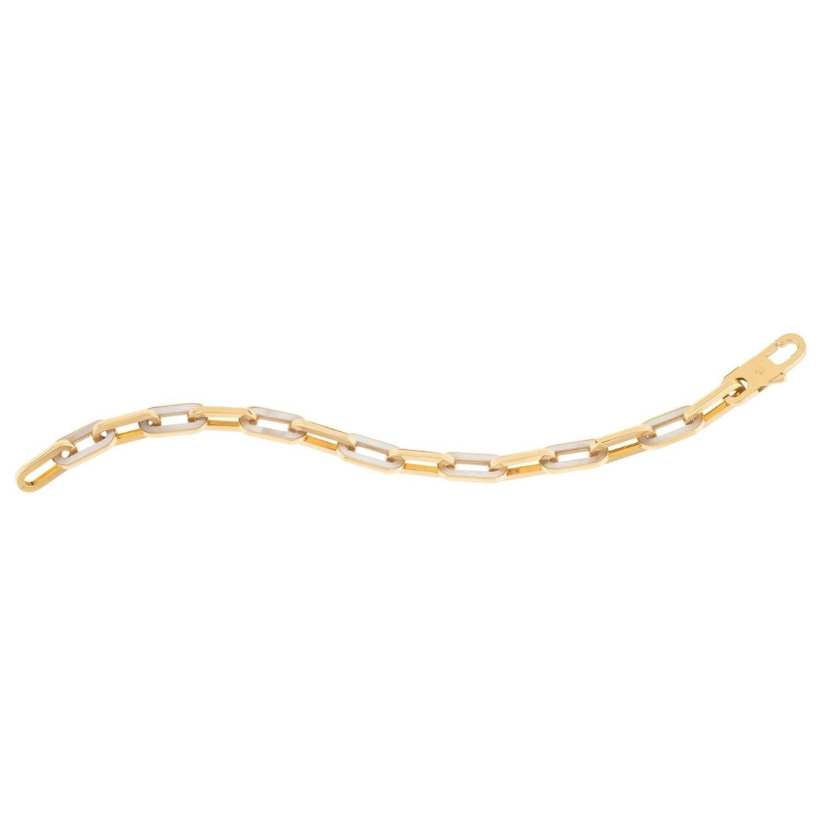14k Yellow Gold MOP Paperclip Gem Link Bracelet (7.00 mm) - Bracelets - Custom Crafting Alliance, LLC