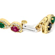 14K Yellow Gold Multi-Gemstone and Diamond Halo Rainbow Tennis Bracelet - Bracelets - Custom Crafting Alliance, LLC
