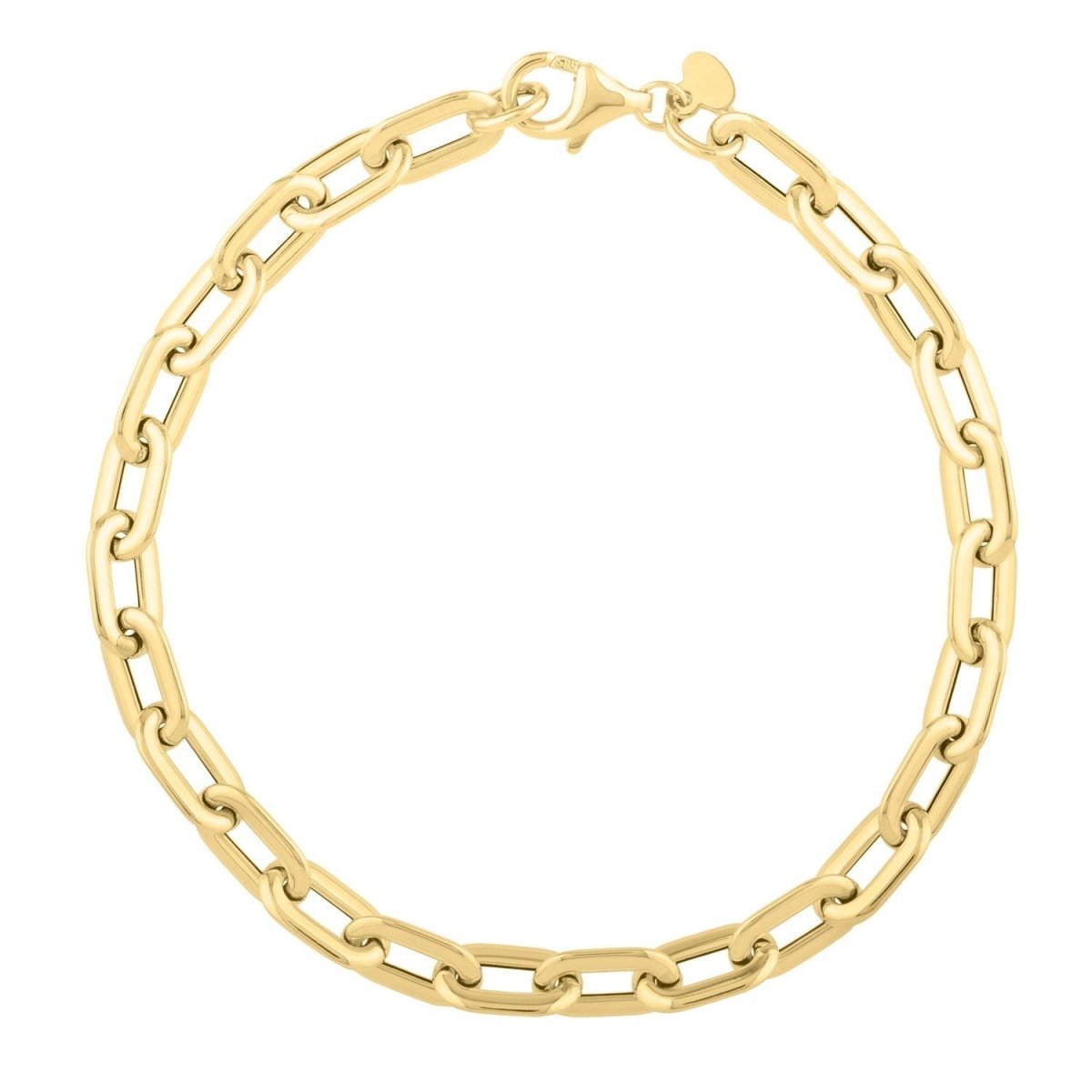 14k Yellow Gold Oval Domed Paperclip Chain Bracelet (5.30 mm) - Bracelets - Custom Crafting Alliance, LLC