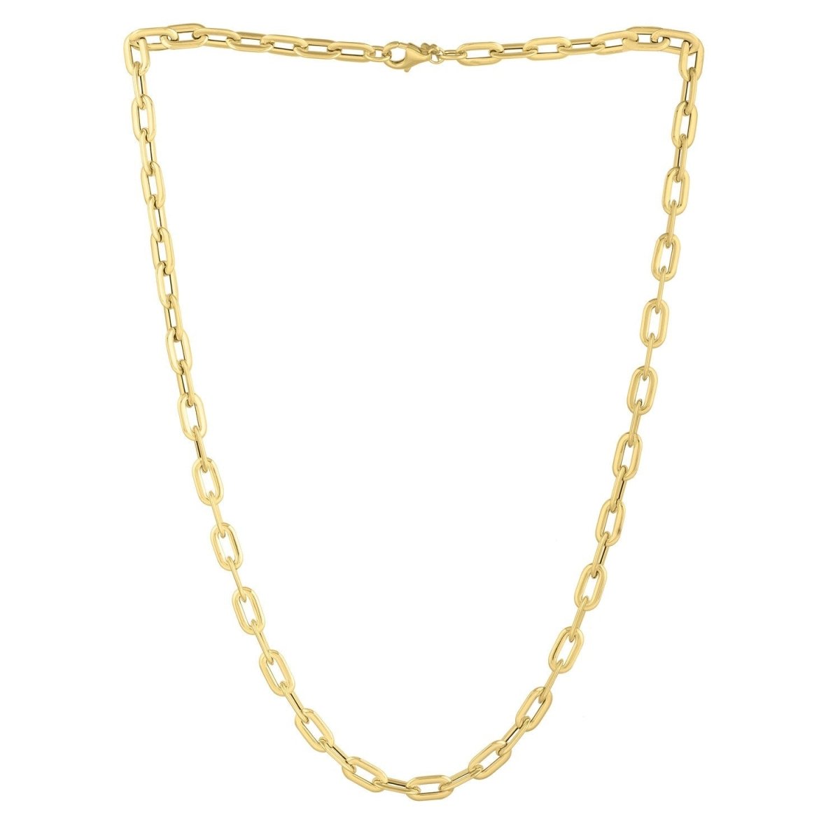 14k Yellow Gold Oval Domed Paperclip Chain Necklace (5.30 mm) - Necklaces - Custom Crafting Alliance, LLC