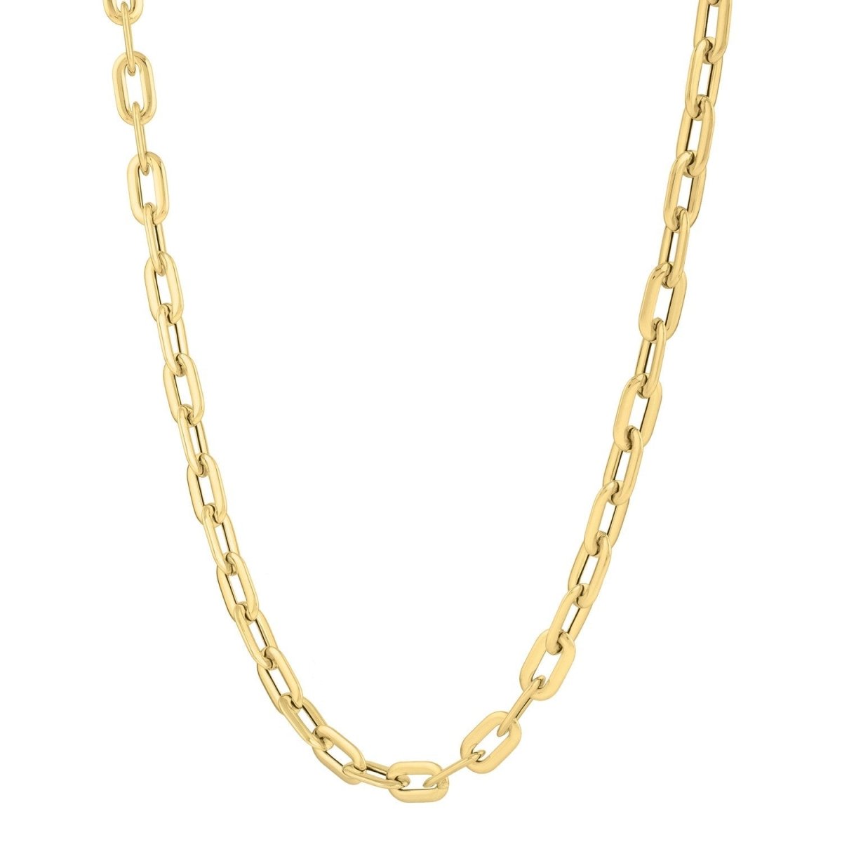 14k Yellow Gold Oval Domed Paperclip Chain Necklace (5.30 mm) - Necklaces - Custom Crafting Alliance, LLC