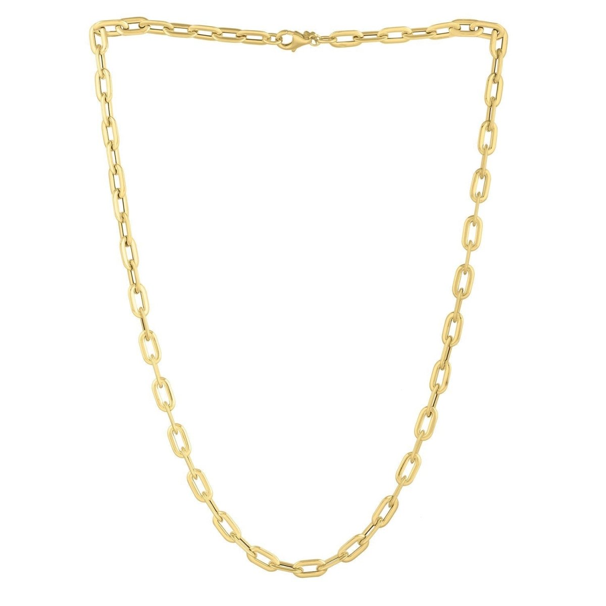 14k Yellow Gold Oval Domed Paperclip Chain Necklace (5.30 mm) - Necklaces - Custom Crafting Alliance, LLC