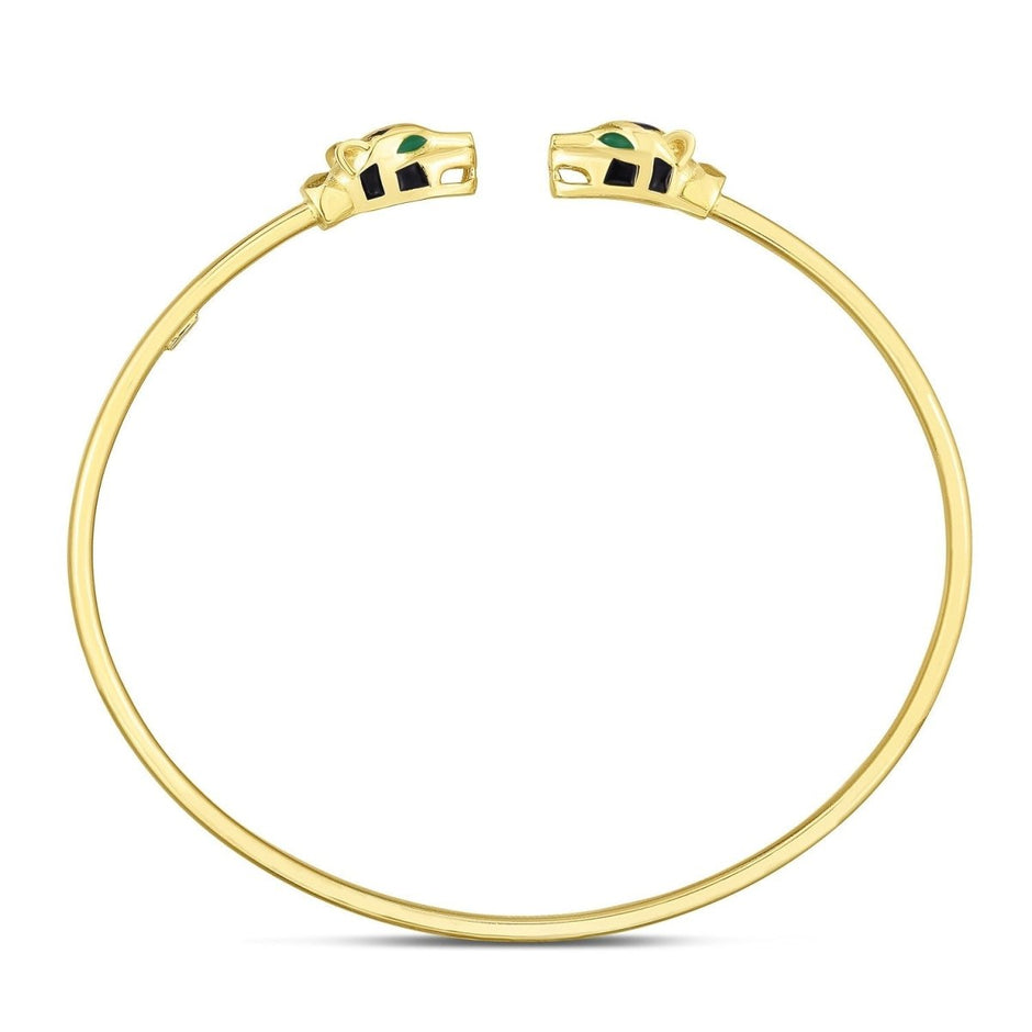 14k Yellow Gold Panther Bangle (3.00 mm) - Bracelets - Custom Crafting Alliance, LLC
