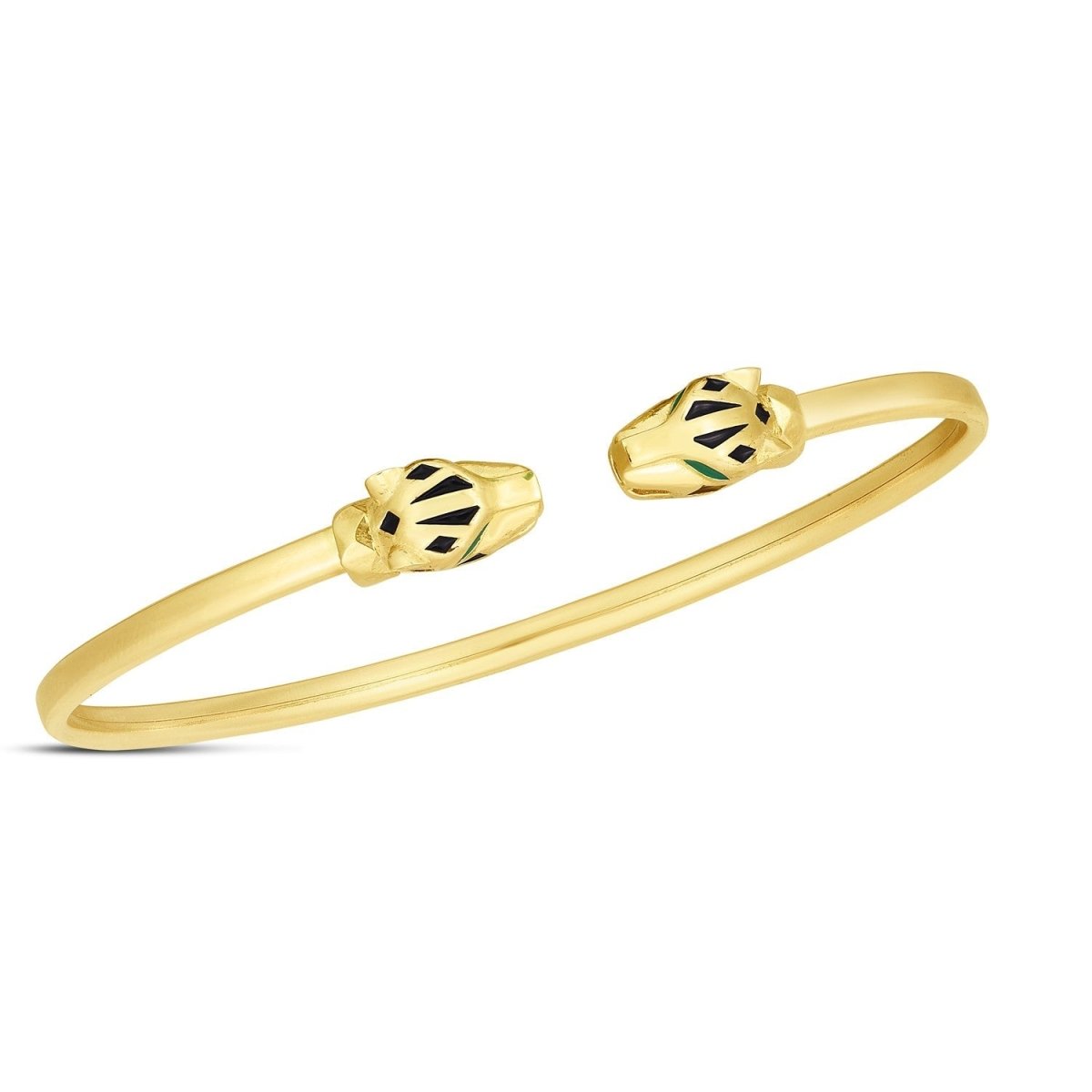 14k Yellow Gold Panther Bangle (3.00 mm) - Bracelets - Custom Crafting Alliance, LLC