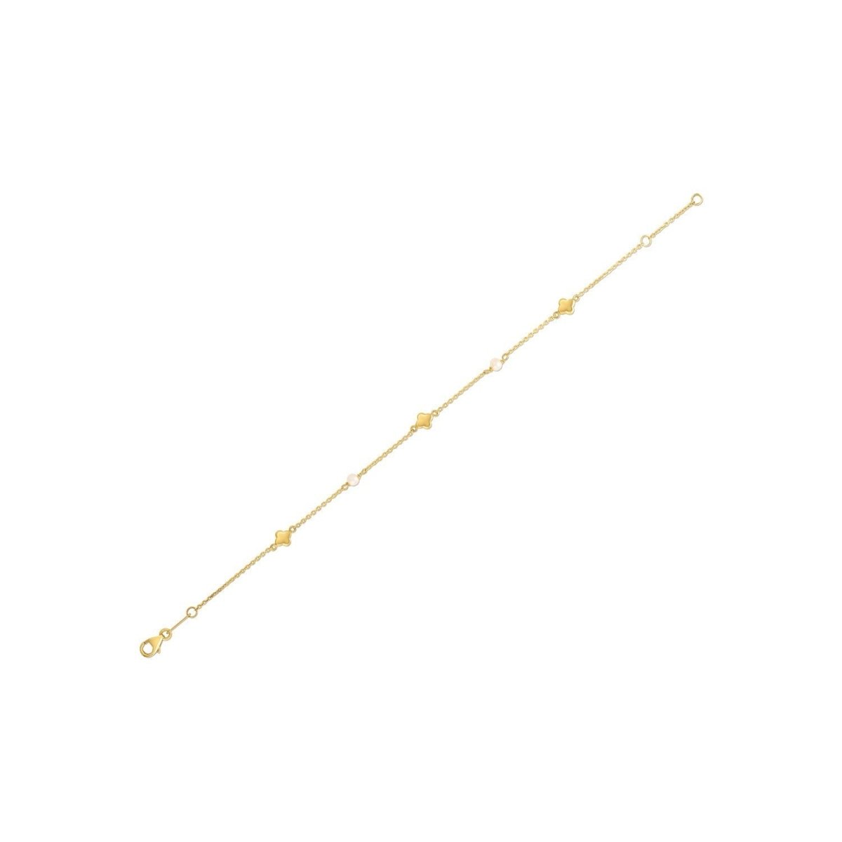 14k Yellow Gold Pearl Clover Bracelet - Bracelets - Custom Crafting Alliance, LLC