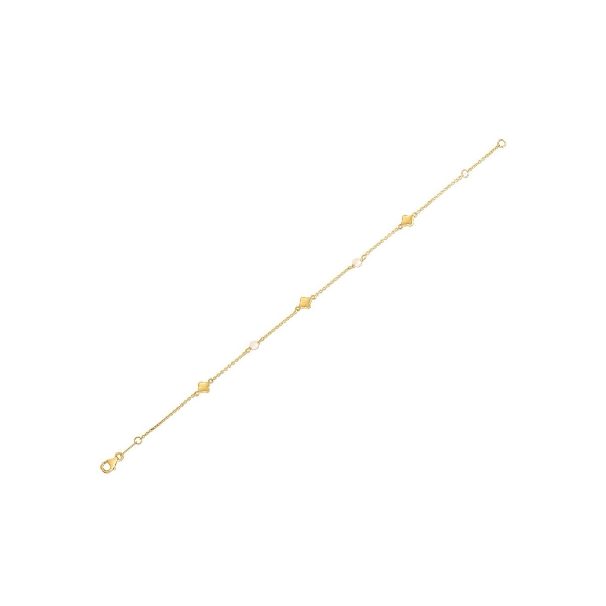 14k Yellow Gold Pearl Clover Bracelet - Bracelets - Custom Crafting Alliance, LLC