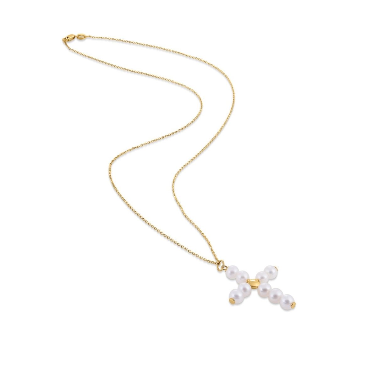 14k Yellow Gold Pearl Cross Pendant - Pendants - Custom Crafting Alliance, LLC
