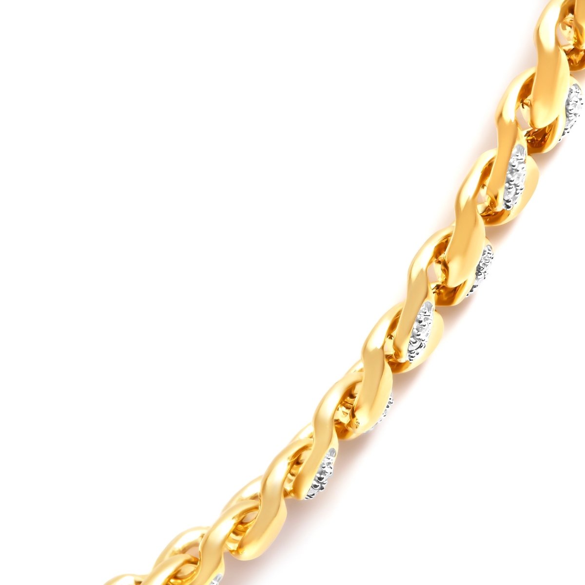 14K Yellow Gold Plated .925 Sterling Silver 1.0 Cttw Diamond Cuban Link Necklace (I-J Color, I3 Clarity) - 18