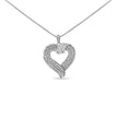 14K Yellow Gold Plated .925 Sterling Silver 1.00 Cttw Baguette Diamond Composite Open Heart 18
