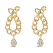 14K Yellow Gold Plated .925 Sterling Silver 1/10 Cttw Diamond Chain Link Teardrop Dangle Earrings (H-I Color, I1-I2 Clarity) - Earrings - Custom Crafting Alliance, LLC