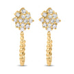 14K Yellow Gold Plated .925 Sterling Silver 1/10 Cttw Diamond Floral Cluster and Beaded Hoop Stud Earrings (H-I Color, I1-I2 Clarity) - Earrings - Custom Crafting Alliance, LLC