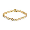 14K Yellow Gold Plated .925 Sterling Silver 1/10 Cttw Diamond Open Circle Beaded Wheel Link Tennis Bracelet (I-J Color, I3 Clarity) - 7.25
