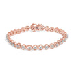 14K Yellow Gold Plated .925 Sterling Silver 1/10 Cttw Diamond Open Circle Beaded Wheel Link Tennis Bracelet (I-J Color, I3 Clarity) - 7.25