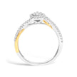 14K Yellow Gold Plated .925 Sterling Silver 1/4 Cttw Diamond Bypass and Halo Promise Ring (I-J Color, I3 Clarity) - Ring Size 7 - Rings - Custom Crafting Alliance, LLC