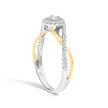 14K Yellow Gold Plated .925 Sterling Silver 1/4 Cttw Diamond Bypass and Halo Promise Ring (I-J Color, I3 Clarity) - Ring Size 7 - Rings - Custom Crafting Alliance, LLC