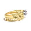 14K Yellow Gold Plated .925 Sterling Silver 1/5 Cttw Diamond Halo and Milgrain Finish Engagement Ring Bridal Set (I-J Color I3 Clarity) - Size 7 - Rings - Custom Crafting Alliance, LLC