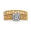 14K Yellow Gold Plated .925 Sterling Silver 1/5 Cttw Diamond Halo and Milgrain Finish Engagement Ring Bridal Set (I-J Color I3 Clarity) - Size 7 - Rings - Custom Crafting Alliance, LLC