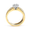 14K Yellow Gold Plated .925 Sterling Silver 1/5 Cttw Diamond Halo and Milgrain Finish Engagement Ring Bridal Set (I-J Color I3 Clarity) - Size 7 - Rings - Custom Crafting Alliance, LLC