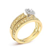 14K Yellow Gold Plated .925 Sterling Silver 1/5 Cttw Diamond Halo and Milgrain Finish Engagement Ring Bridal Set (I-J Color I3 Clarity) - Size 7 - Rings - Custom Crafting Alliance, LLC
