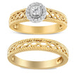 14K Yellow Gold Plated .925 Sterling Silver 1/5 Cttw Diamond Halo Engagement Ring and Wedding Band Set (I-J Color, I3 Clarity) - Size 7 - Rings - Custom Crafting Alliance, LLC