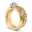 14K Yellow Gold Plated .925 Sterling Silver 1/5 Cttw Diamond Halo Engagement Ring and Wedding Band Set (I-J Color, I3 Clarity) - Size 7 - Rings - Custom Crafting Alliance, LLC