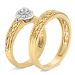 14K Yellow Gold Plated .925 Sterling Silver 1/5 Cttw Diamond Halo Engagement Ring and Wedding Band Set (I-J Color, I3 Clarity) - Size 7 - Rings - Custom Crafting Alliance, LLC