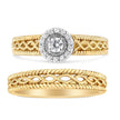 14K Yellow Gold Plated .925 Sterling Silver 1/5 Cttw Diamond Halo Engagement Ring and Wedding Band Set (I-J Color, I3 Clarity) - Size 7 - Rings - Custom Crafting Alliance, LLC