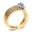 14K Yellow Gold Plated .925 Sterling Silver 1/5 Cttw Diamond Halo Engagement Ring and Wedding Band Set (I-J Color, I3 Clarity) - Size 7 - Rings - Custom Crafting Alliance, LLC