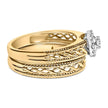 14K Yellow Gold Plated .925 Sterling Silver 1/5 Cttw Diamond Halo Engagement Ring and Wedding Band Set (I-J Color, I3 Clarity) - Size 7 - Rings - Custom Crafting Alliance, LLC