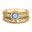 14K Yellow Gold Plated .925 Sterling Silver 1/5 Cttw Diamond Halo Engagement Ring and Wedding Band Set (I-J Color, I3 Clarity) - Size 7 - Rings - Custom Crafting Alliance, LLC