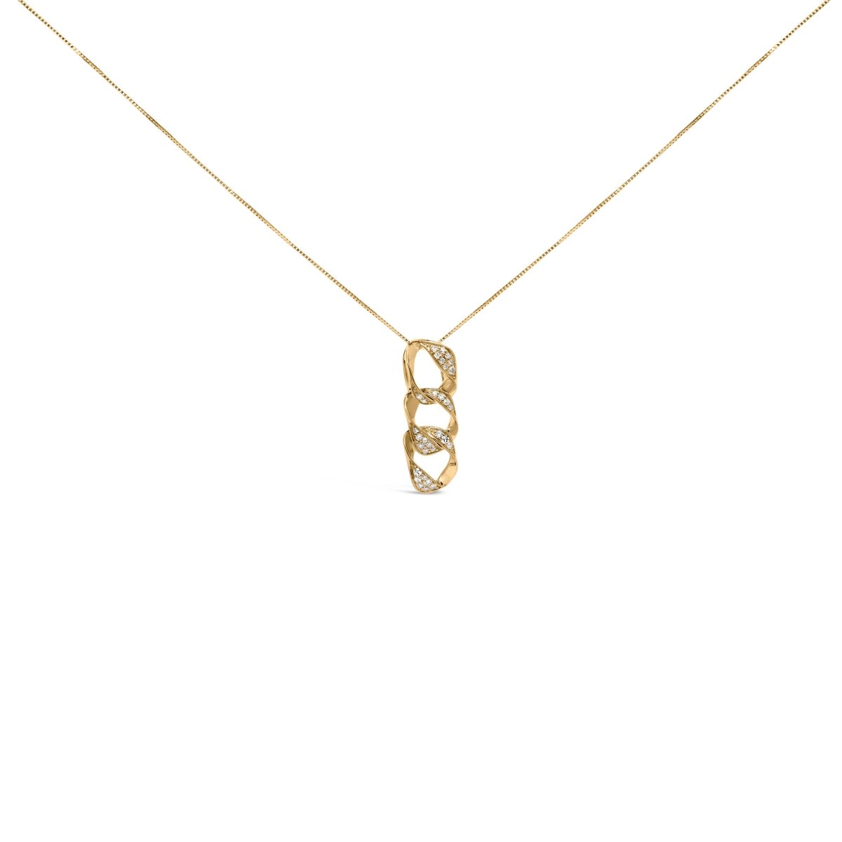14K Yellow Gold Plated .925 Sterling Silver 1/6 Cttw Diamond Interlocking Triple Asymmetric Circle Hoop 18
