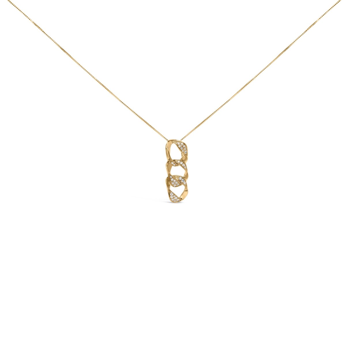 14K Yellow Gold Plated .925 Sterling Silver 1/6 Cttw Diamond Interlocking Triple Asymmetric Circle Hoop 18