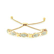 14K Yellow Gold Plated .925 Sterling Silver Diamond Accent Alternating Marquise Shape and Heart Links Bolo Bracelet (I-J Color, I3 Clarity) - Adjustable 6